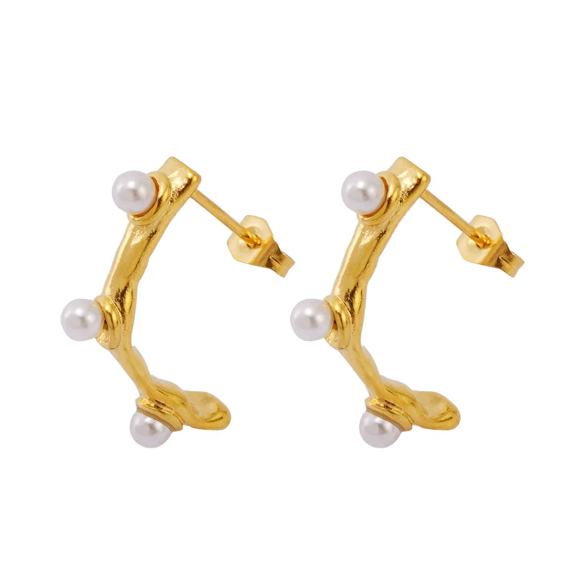 1 Pair Basic Modern Style Classic Style Geometric Inlay 304 Stainless Steel Artificial Pearl Rhinestone Artificial Pearls Rhinestones 18K Gold Plated Ear Studs