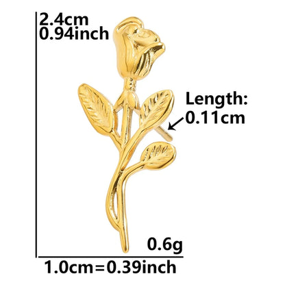 1 Pair Basic Modern Style Classic Style Geometric Leaves Flower Plating 304 Stainless Steel 18K Gold Plated Ear Studs