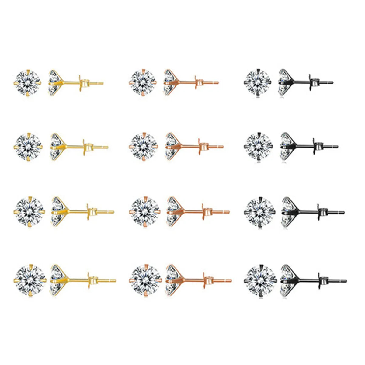 1 Pair Basic Modern Style Classic Style Geometric Plating Inlay Sterling Silver Zircon Ear Studs