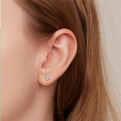 1 Pair Basic Modern Style Classic Style Geometric Plating Inlay Sterling Silver Zircon Ear Studs