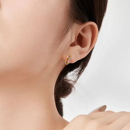 1 Pair Basic Modern Style Classic Style Geometric Plating Inlay Sterling Silver Zircon Ear Studs