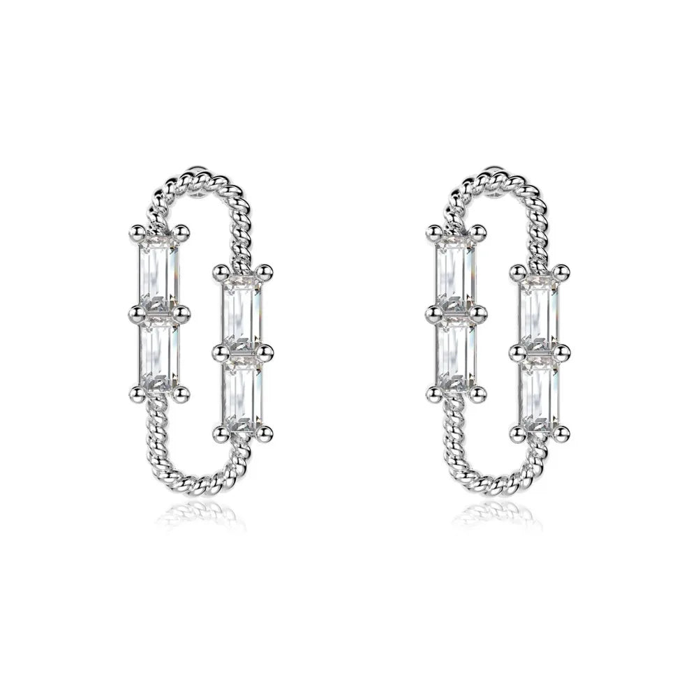 1 Pair Basic Modern Style Classic Style Geometric Plating Inlay Sterling Silver Zircon Ear Studs