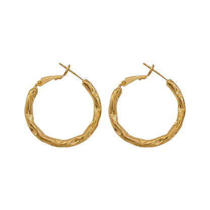 1 Pair Basic Modern Style Classic Style Geometric Round Plating Pleated Alloy Earrings