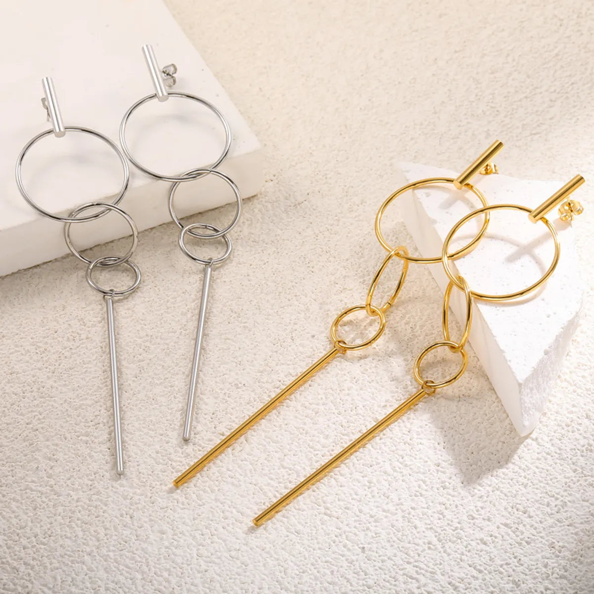 1 Pair Basic Modern Style Classic Style Geometric Solid Color 304 Stainless Steel 18K Gold Plated Dangling Earrings