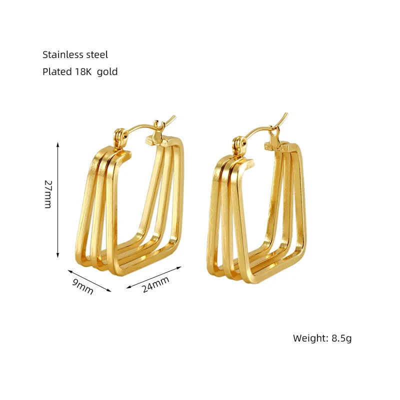 1 Pair Basic Modern Style Classic Style Geometric Solid Color Plating 304 Stainless Steel 18K Gold Plated Hoop Earrings