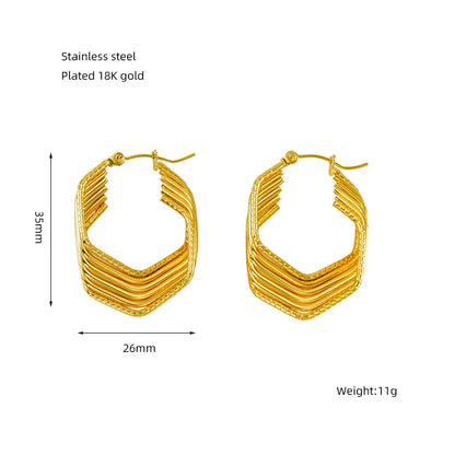 1 Pair Basic Modern Style Classic Style Geometric Solid Color Plating 304 Stainless Steel 18K Gold Plated Hoop Earrings