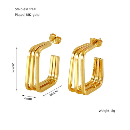 1 Pair Basic Modern Style Classic Style Geometric Solid Color Plating 304 Stainless Steel 18K Gold Plated Hoop Earrings