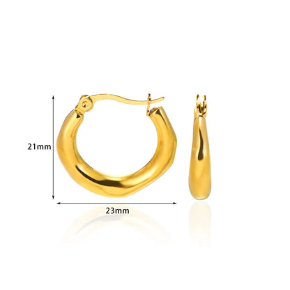 1 Pair Basic Modern Style Classic Style Geometric Solid Color Plating 304 Stainless Steel 18K Gold Plated Hoop Earrings