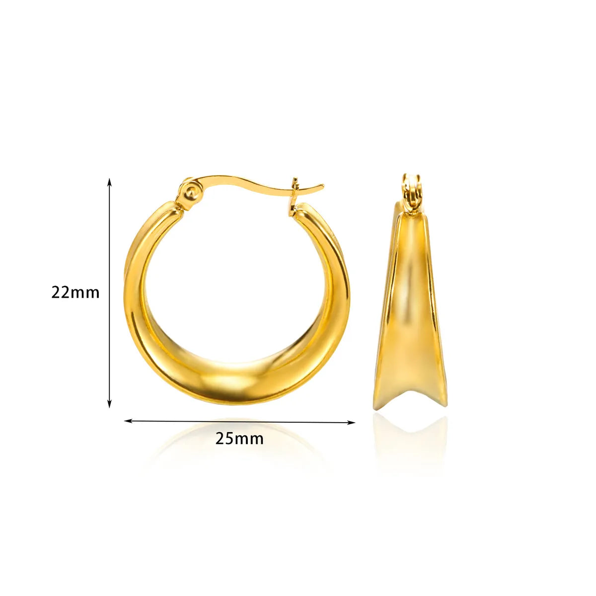 1 Pair Basic Modern Style Classic Style Geometric Solid Color Plating 304 Stainless Steel 18K Gold Plated Hoop Earrings