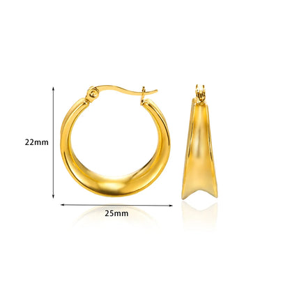 1 Pair Basic Modern Style Classic Style Geometric Solid Color Plating 304 Stainless Steel 18K Gold Plated Hoop Earrings