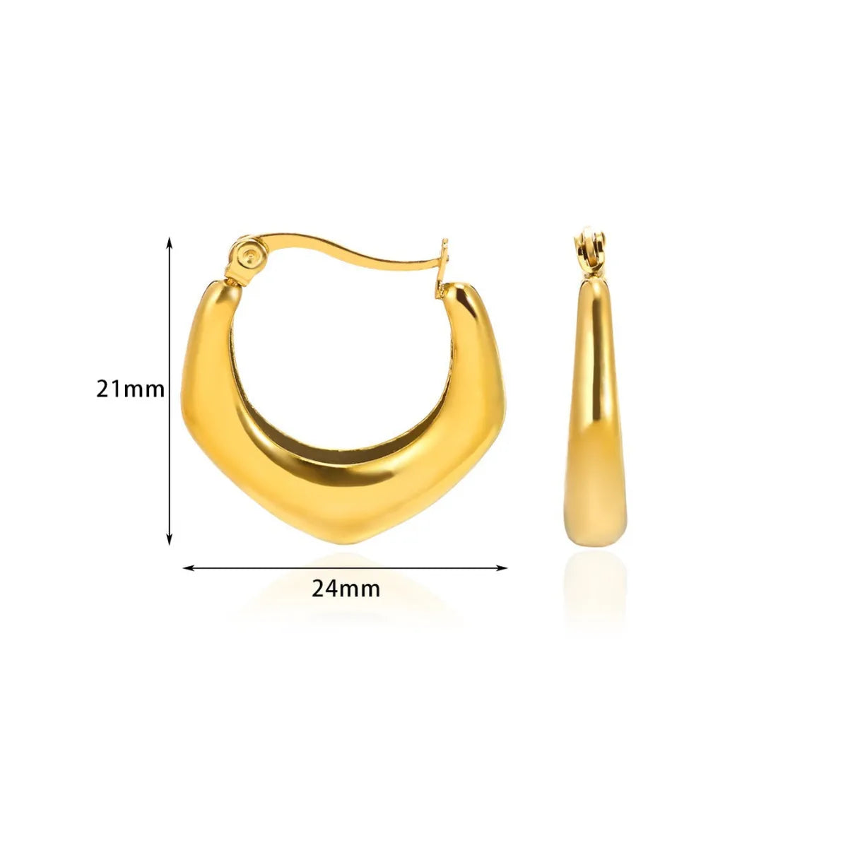 1 Pair Basic Modern Style Classic Style Geometric Solid Color Plating 304 Stainless Steel 18K Gold Plated Hoop Earrings