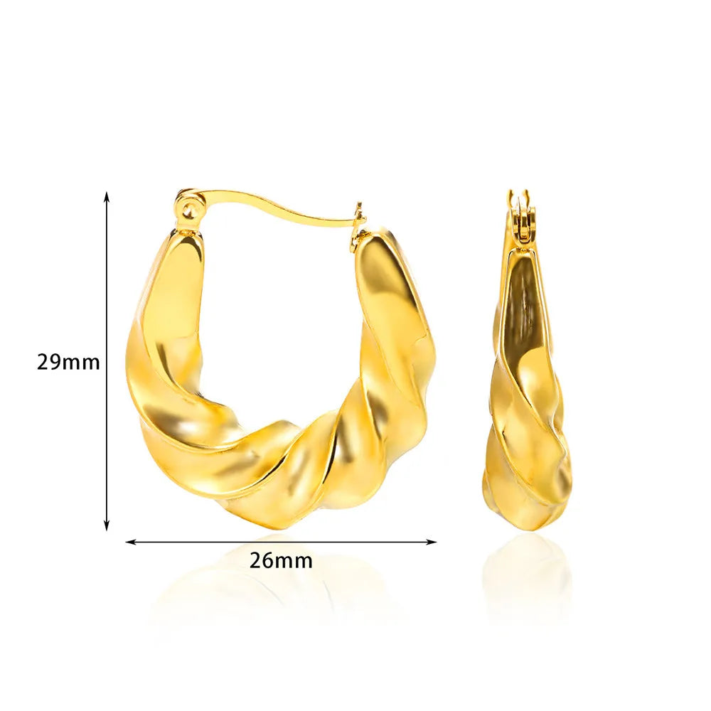 1 Pair Basic Modern Style Classic Style Geometric Solid Color Plating 304 Stainless Steel 18K Gold Plated Hoop Earrings