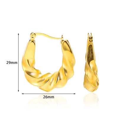 1 Pair Basic Modern Style Classic Style Geometric Solid Color Plating 304 Stainless Steel 18K Gold Plated Hoop Earrings