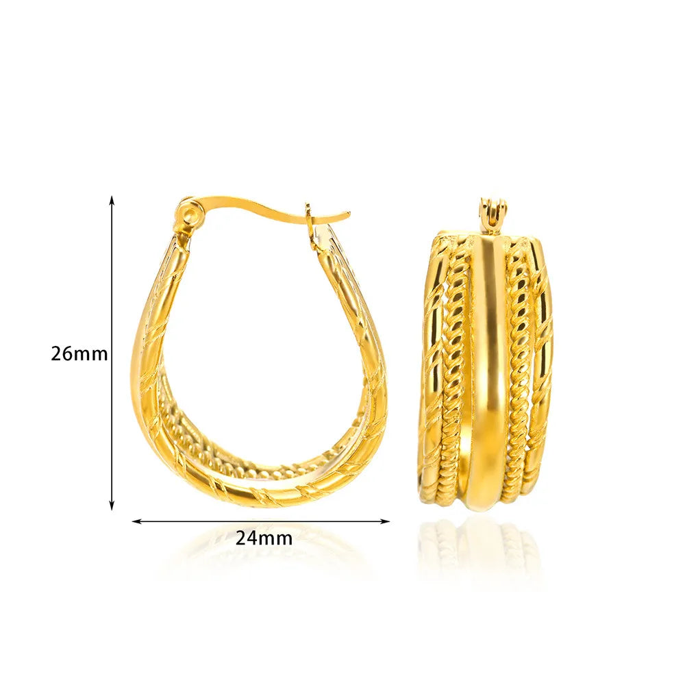 1 Pair Basic Modern Style Classic Style Geometric Solid Color Plating 304 Stainless Steel 18K Gold Plated Hoop Earrings