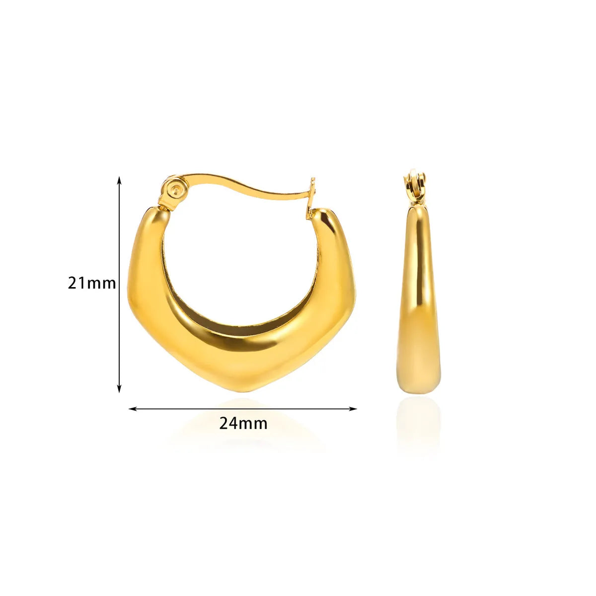 1 Pair Basic Modern Style Classic Style Geometric Solid Color Plating 304 Stainless Steel 18K Gold Plated Hoop Earrings