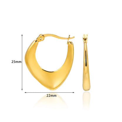 1 Pair Basic Modern Style Classic Style Geometric Solid Color Plating 304 Stainless Steel 18K Gold Plated Hoop Earrings