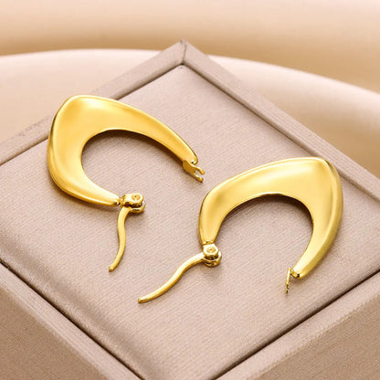 1 Pair Basic Modern Style Classic Style Geometric Solid Color Plating 304 Stainless Steel 18K Gold Plated Hoop Earrings