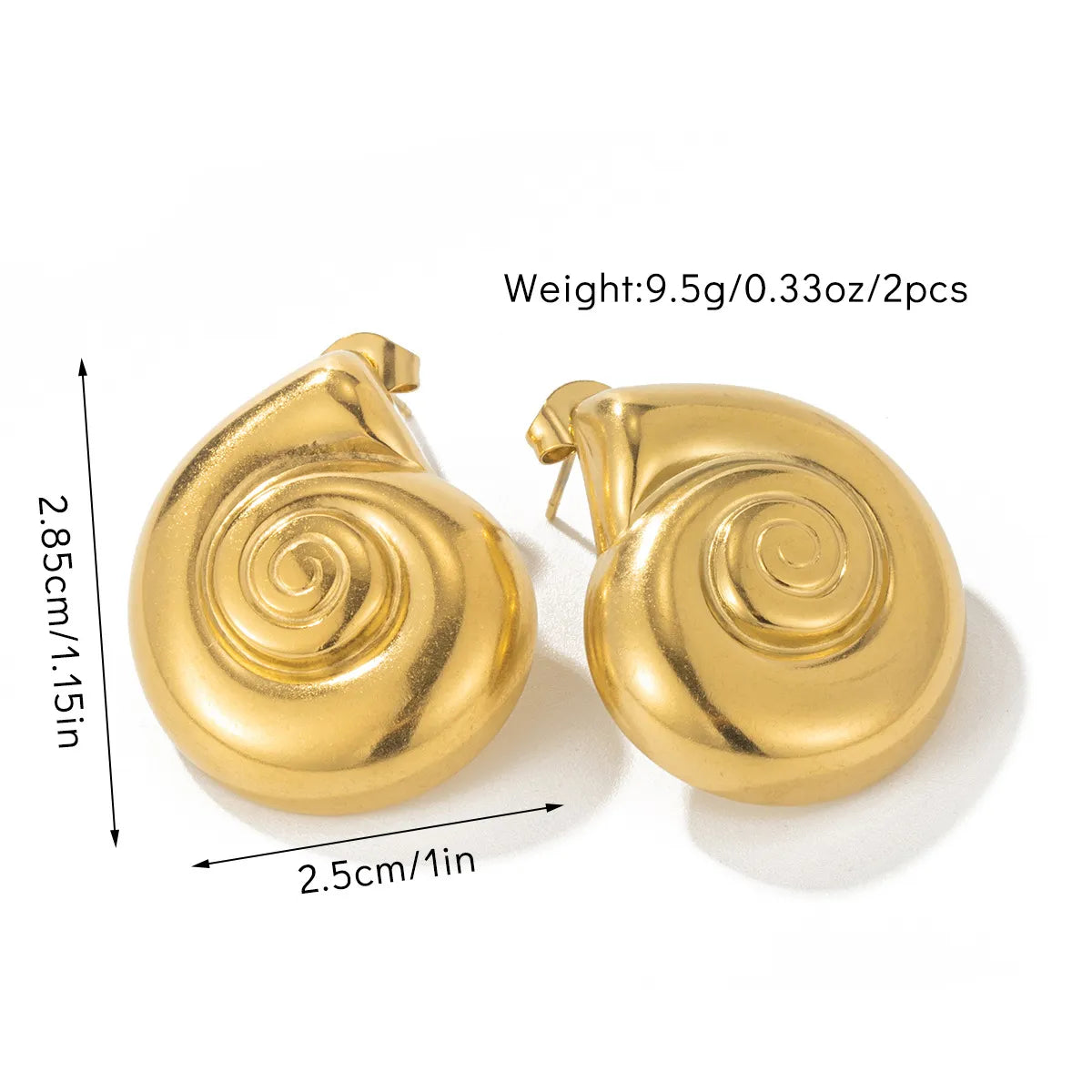 1 Pair Basic Modern Style Classic Style Geometric Spiral Stripe Polishing 304 Stainless Steel Ear Studs