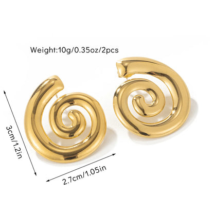 1 Pair Basic Modern Style Classic Style Geometric Spiral Stripe Polishing 304 Stainless Steel Ear Studs