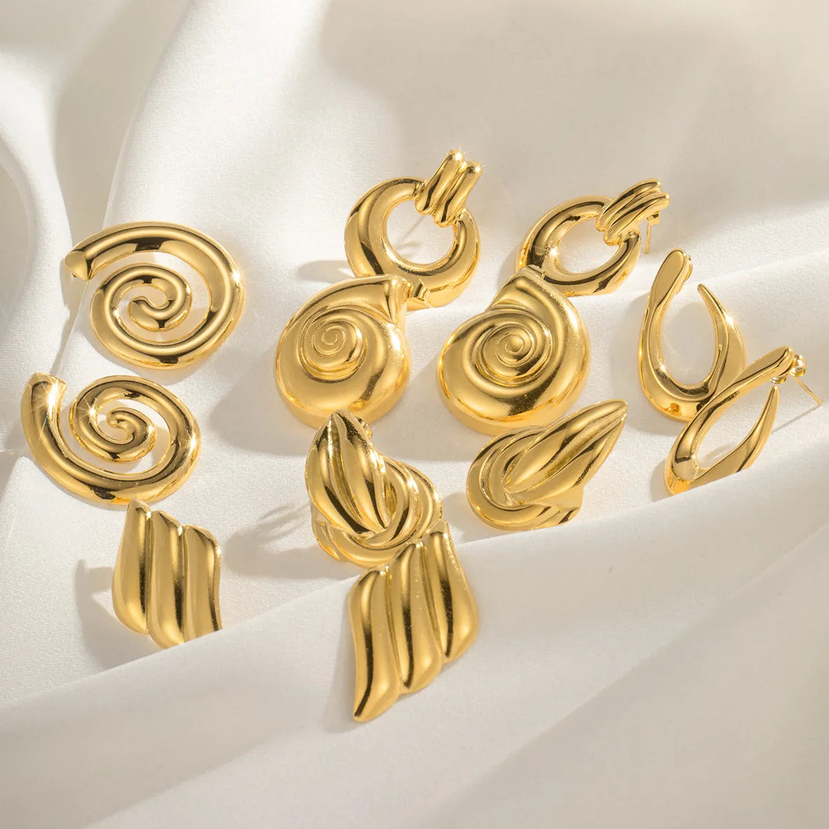 1 Pair Basic Modern Style Classic Style Geometric Spiral Stripe Polishing 304 Stainless Steel Ear Studs