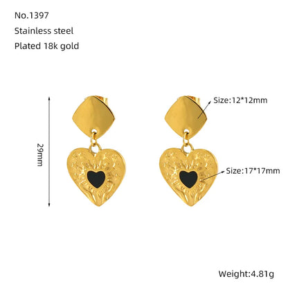 1 Pair Basic Modern Style Classic Style Heart Shape Plating 304 Stainless Steel 18K Gold Plated Drop Earrings