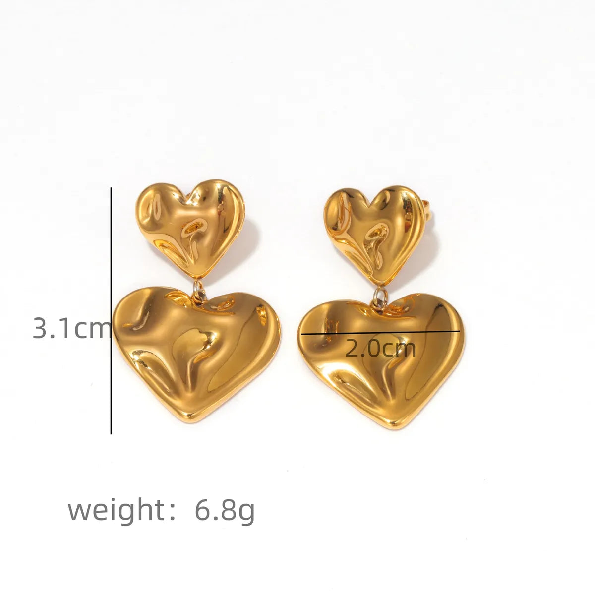 1 Pair Basic Modern Style Classic Style Heart Shape Plating 304 Stainless Steel Drop Earrings