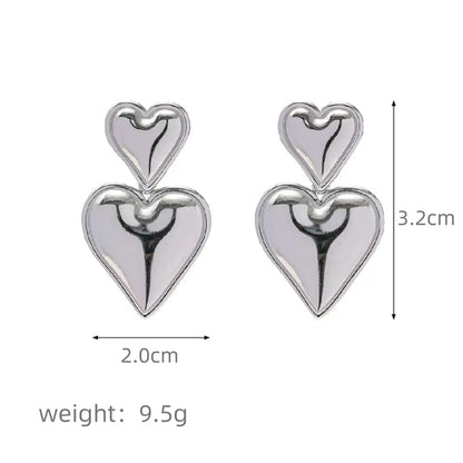 1 Pair Basic Modern Style Classic Style Heart Shape Plating 304 Stainless Steel Drop Earrings