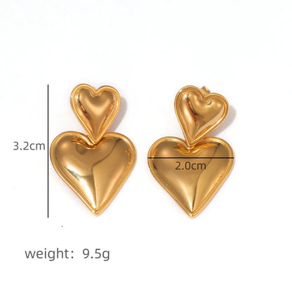 1 Pair Basic Modern Style Classic Style Heart Shape Plating 304 Stainless Steel Drop Earrings