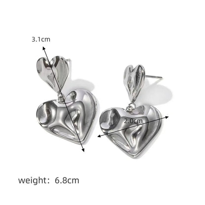 1 Pair Basic Modern Style Classic Style Heart Shape Plating 304 Stainless Steel Drop Earrings