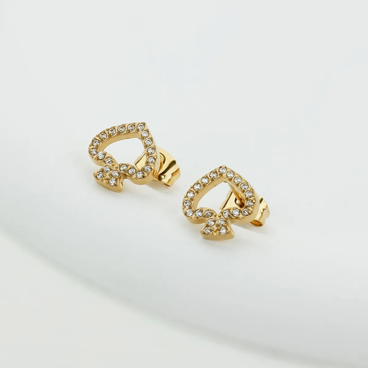 1 Pair Basic Modern Style Classic Style Heart Shape Plating Inlay Titanium Steel Zircon Gold Plated Ear Studs