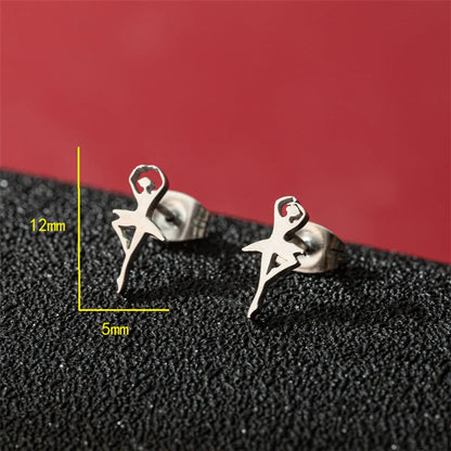 1 Pair Basic Modern Style Classic Style Human Penguin Notes Polishing Plating 304 Stainless Steel 18K Gold Plated Ear Studs