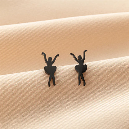 1 Pair Basic Modern Style Classic Style Human Penguin Notes Polishing Plating 304 Stainless Steel 18K Gold Plated Ear Studs