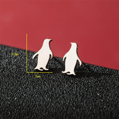 1 Pair Basic Modern Style Classic Style Human Penguin Notes Polishing Plating 304 Stainless Steel 18K Gold Plated Ear Studs