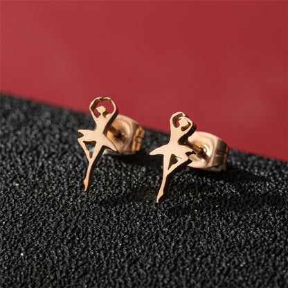 1 Pair Basic Modern Style Classic Style Human Penguin Notes Polishing Plating 304 Stainless Steel 18K Gold Plated Ear Studs