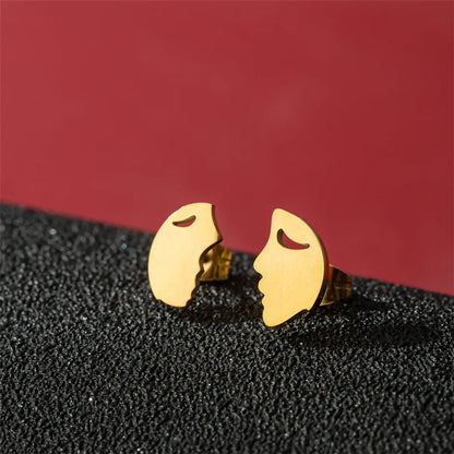 1 Pair Basic Modern Style Classic Style Human Penguin Notes Polishing Plating 304 Stainless Steel 18K Gold Plated Ear Studs