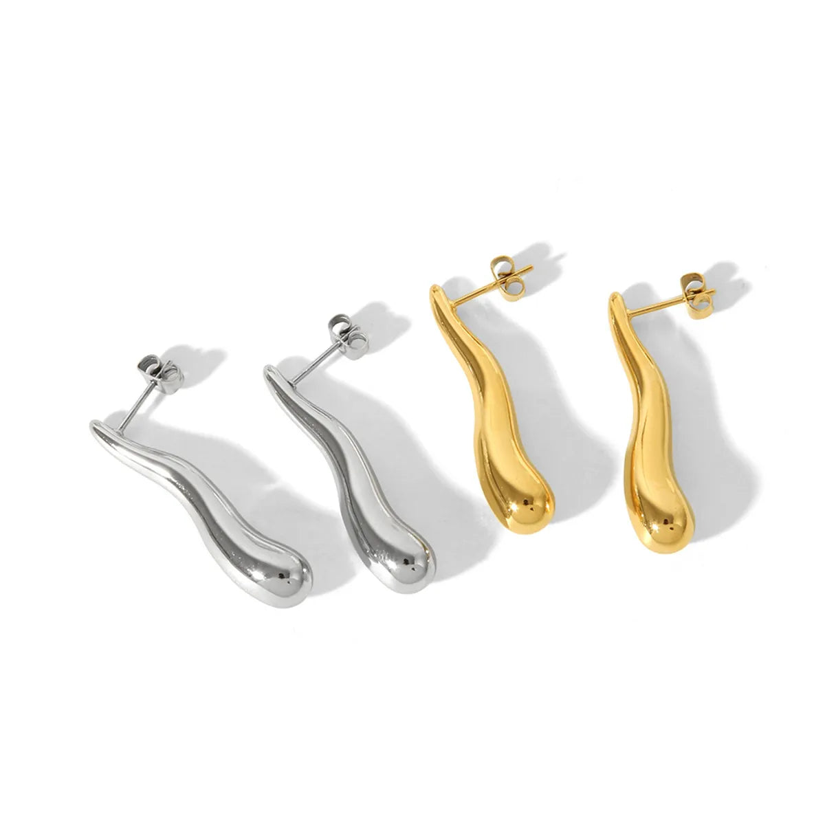 1 Pair Basic Modern Style Classic Style Irregular Geometric Solid Color Plating 304 Stainless Steel 18K Gold Plated Dangling Earrings