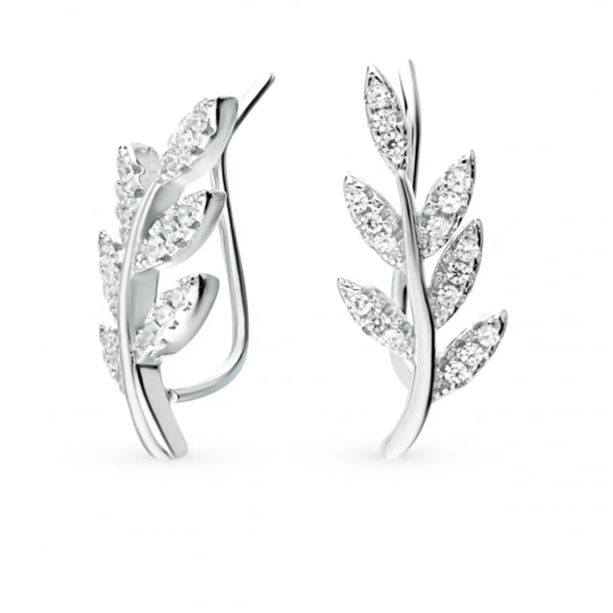 1 Pair Basic Modern Style Classic Style Leaf Inlay Sterling Silver Zircon White Gold Plated Ear Studs