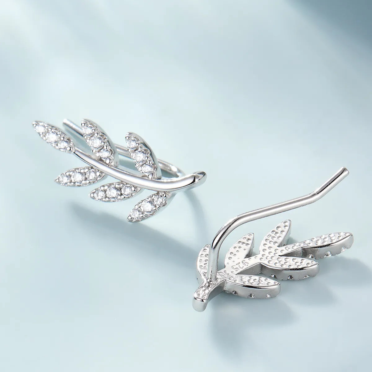 1 Pair Basic Modern Style Classic Style Leaf Inlay Sterling Silver Zircon White Gold Plated Ear Studs