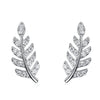 1 Pair Basic Modern Style Classic Style Leaf Inlay Sterling Silver Zircon White Gold Plated Ear Studs