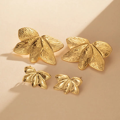 1 Pair Basic Modern Style Classic Style Leaf Plating Titanium Steel Ear Studs