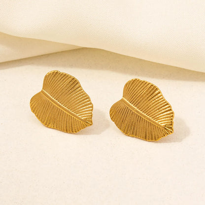 1 Pair Basic Modern Style Classic Style Leaves Heart Shape Butterfly Plating 304 Stainless Steel 18K Gold Plated Ear Studs