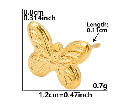 1 Pair Basic Modern Style Classic Style Leaves Heart Shape Butterfly Plating 304 Stainless Steel 18K Gold Plated Ear Studs