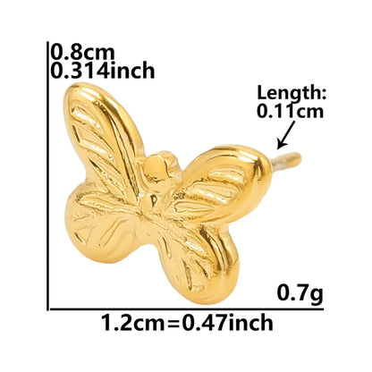 1 Pair Basic Modern Style Classic Style Leaves Heart Shape Butterfly Plating 304 Stainless Steel 18K Gold Plated Ear Studs