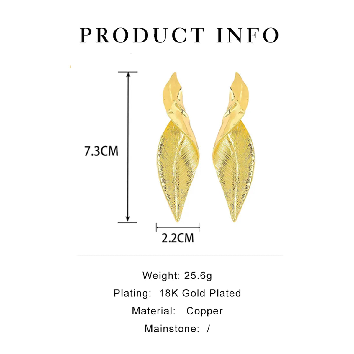 1 Pair Basic Modern Style Classic Style Leaves Irregular Copper 18K Gold Plated Drop Earrings