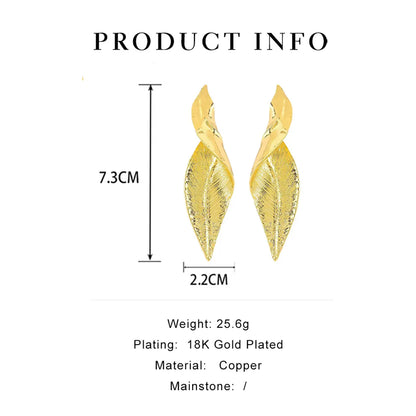 1 Pair Basic Modern Style Classic Style Leaves Irregular Copper 18K Gold Plated Drop Earrings