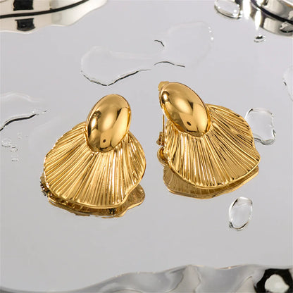 1 Pair Basic Modern Style Classic Style Leaves Solid Color 304 Stainless Steel 18K Gold Plated Drop Earrings