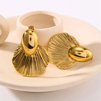 1 Pair Basic Modern Style Classic Style Leaves Solid Color 304 Stainless Steel 18K Gold Plated Drop Earrings