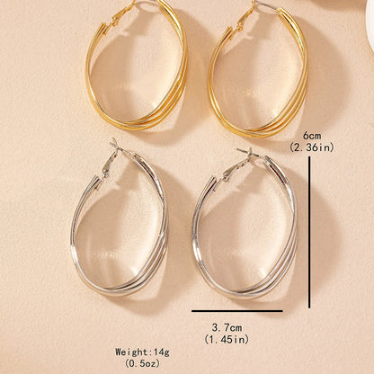 1 Pair Basic Modern Style Classic Style Oval Solid Color Iron Hoop Earrings