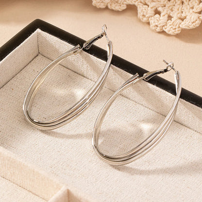 1 Pair Basic Modern Style Classic Style Oval Solid Color Iron Hoop Earrings