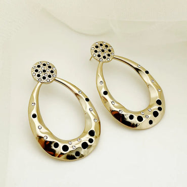 1 Pair Basic Modern Style Classic Style Round Flower Plating 304 Stainless Steel Gold Plated Drop Earrings